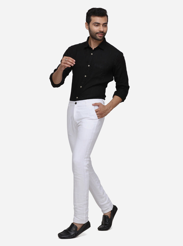 White Solid Venice Fit Casual Trouser | JadeBlue Sport