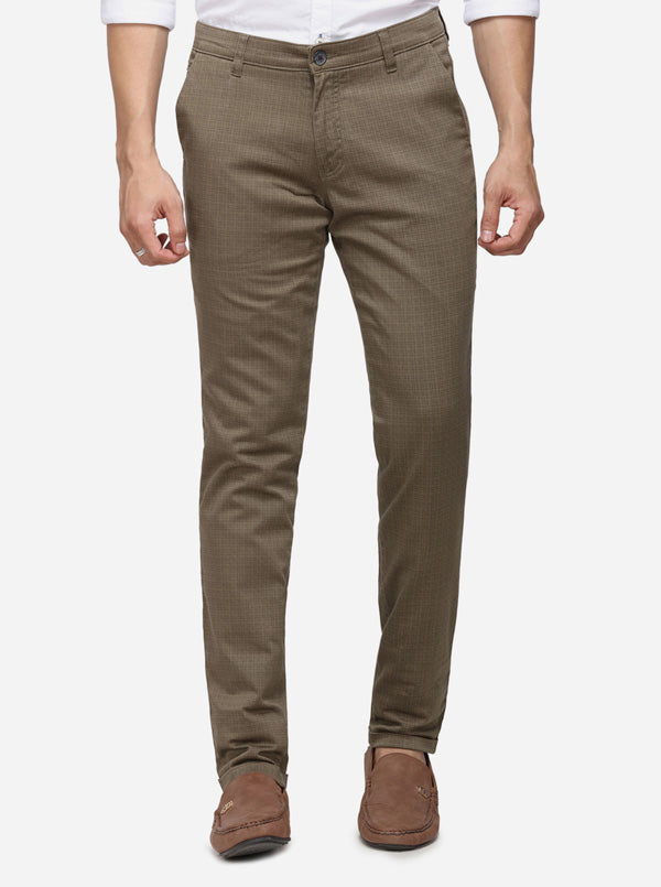 Olive Green Solid Super Slim Fit Casual Trouser | Greenfibre