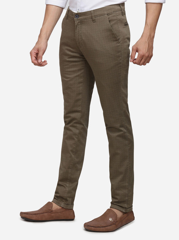 Olive Green Solid Super Slim Fit Casual Trouser | Greenfibre