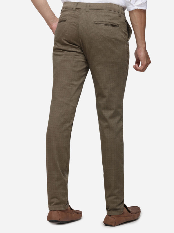 Olive Green Solid Super Slim Fit Casual Trouser | Greenfibre