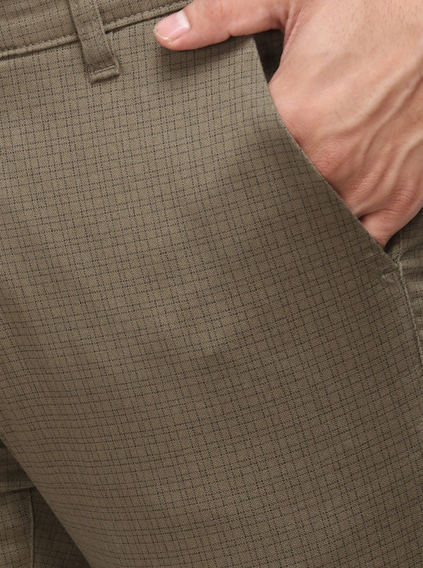 Olive Green Solid Super Slim Fit Casual Trouser | Greenfibre