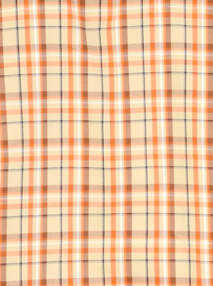 Beige & Orange Checked Slim Fit Formal Shirt | JadeBlue London Edition