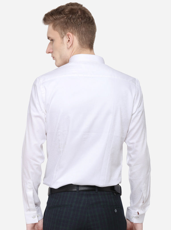 White Printed Slim Fit Party Wear Shirt | Wyre