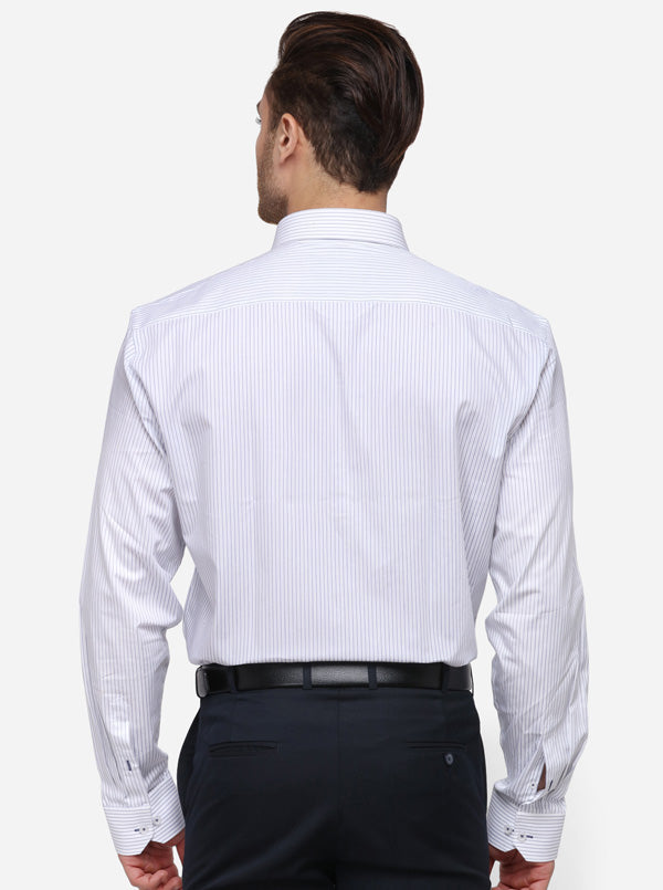 White & Blue Striped Smart Fit Formal Shirt | JadeBlue