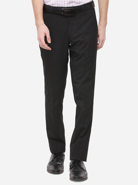 Black Solid Super Slim Fit Formal Trouser | Greenfibre