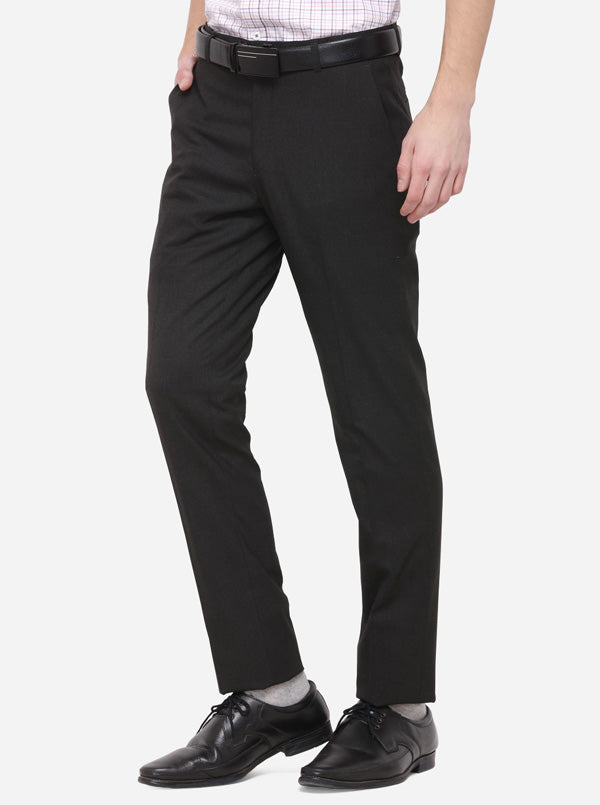 Black Solid Super Slim Fit Formal Trouser | Greenfibre