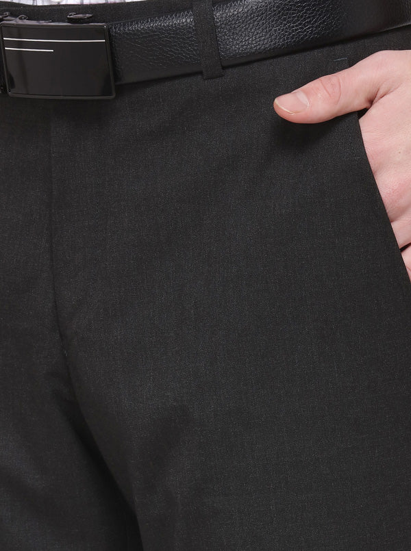 Black Solid Super Slim Fit Formal Trouser | Greenfibre