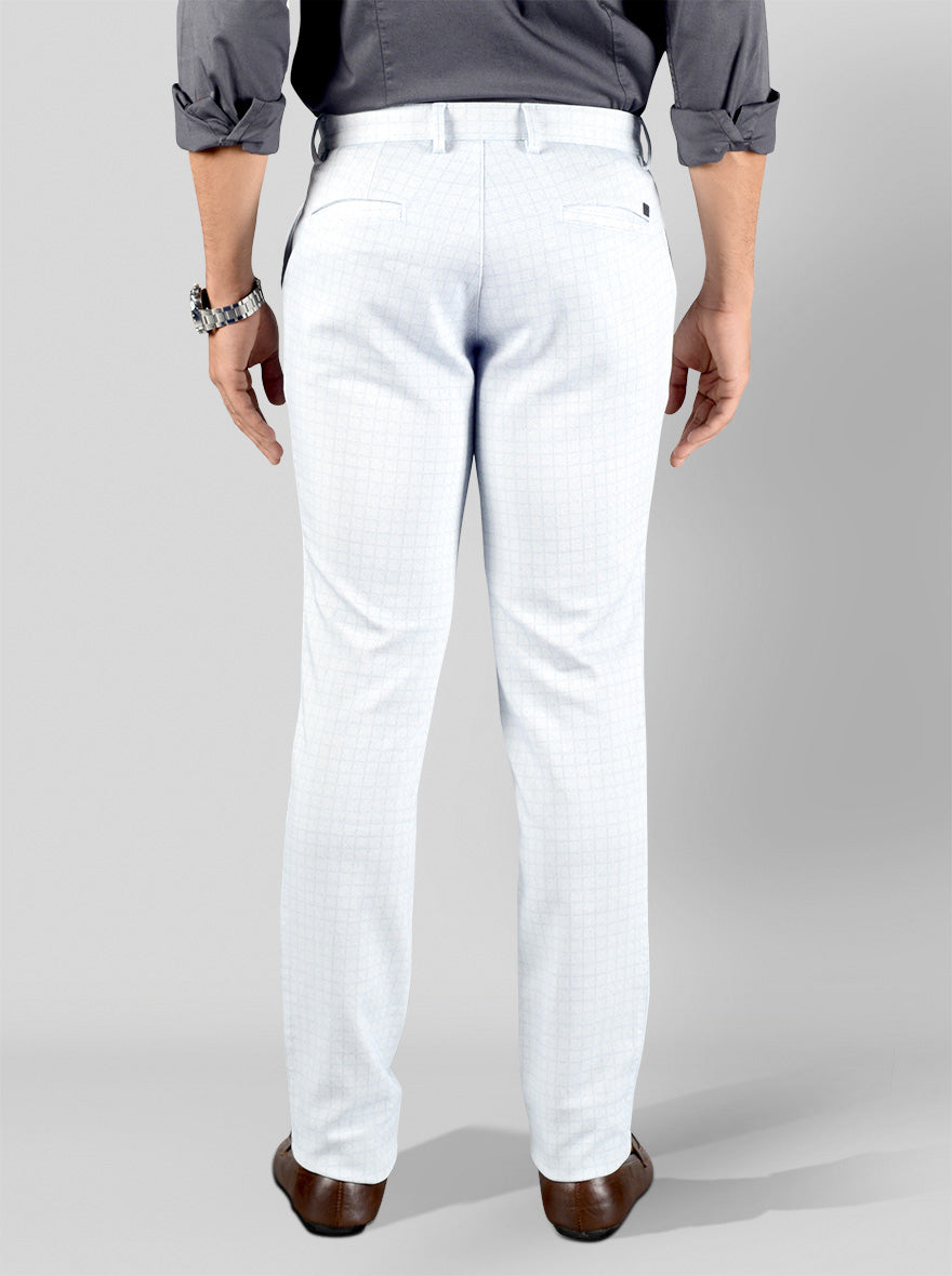 Sky Blue & White Checked Slim Fit Chinos | JB Sport