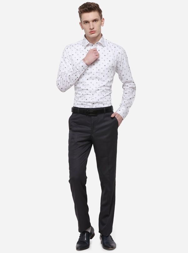 Grey Solid Classic Fit Formal Trouser | Greenfibre