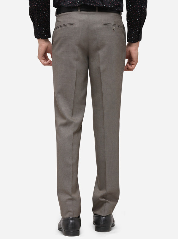 Grey Classic Fit Solid Formal Trouser | Greenfibre