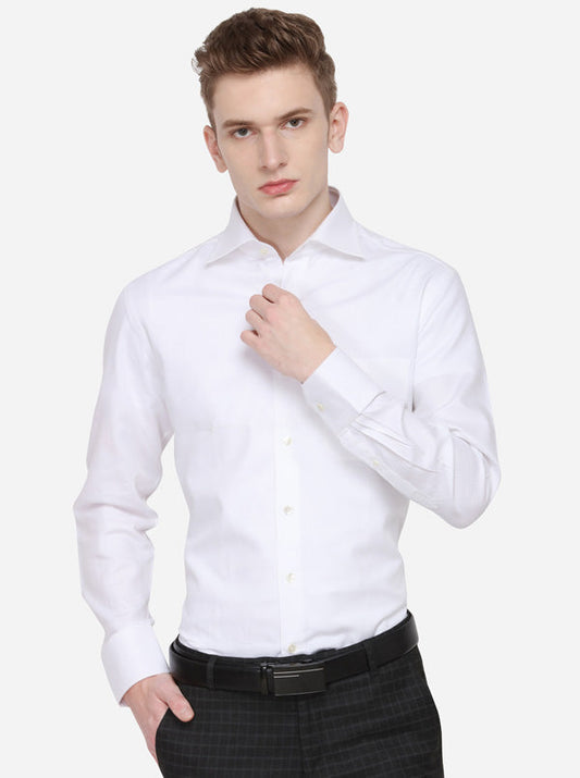 White Dobby Regular Fit Formal Shirt | JadeBlue