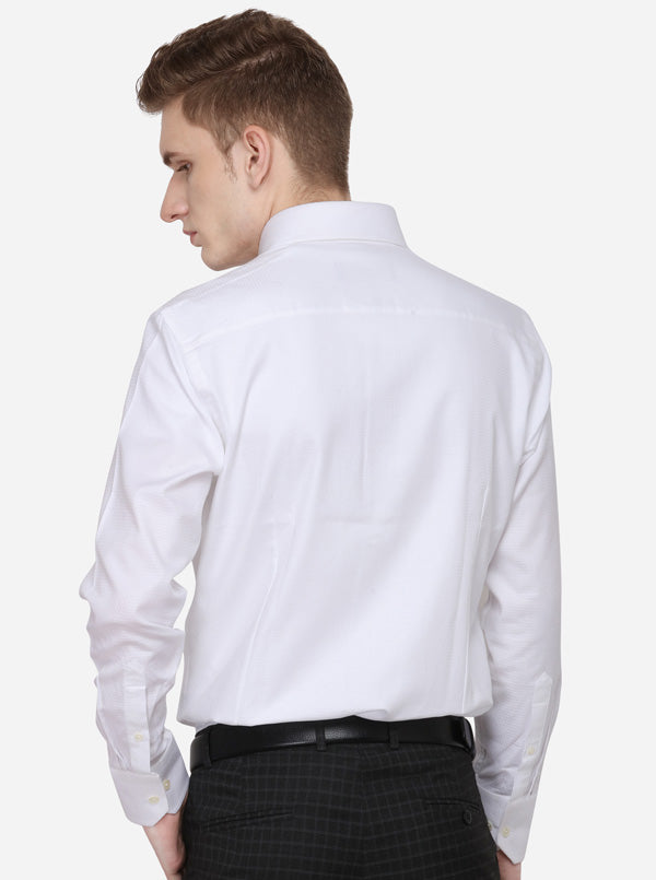 White Dobby Regular Fit Formal Shirt | JadeBlue