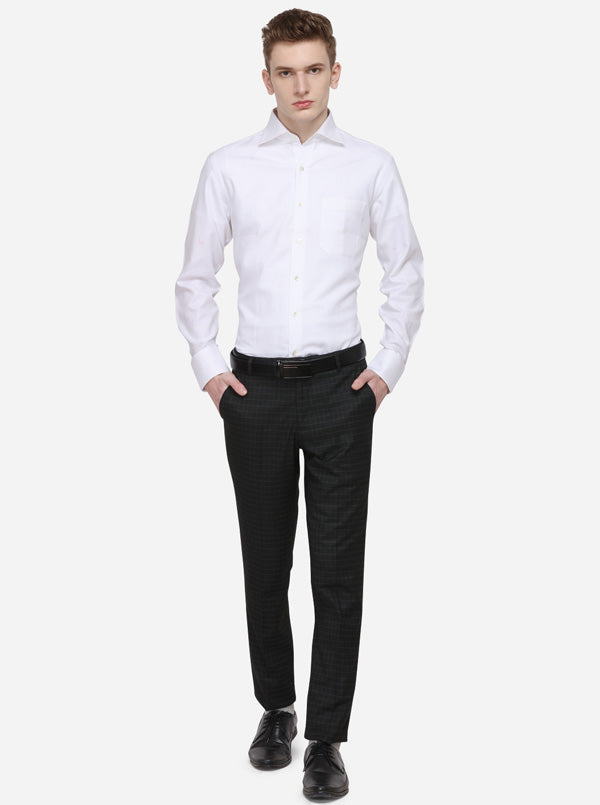 White Dobby Regular Fit Formal Shirt | JadeBlue