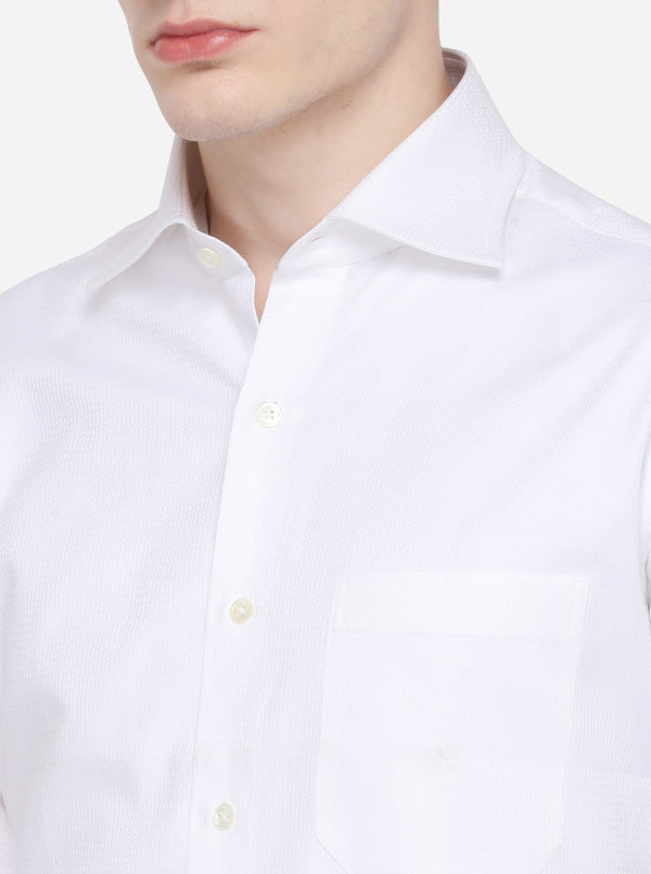 White Dobby Regular Fit Formal Shirt | JadeBlue