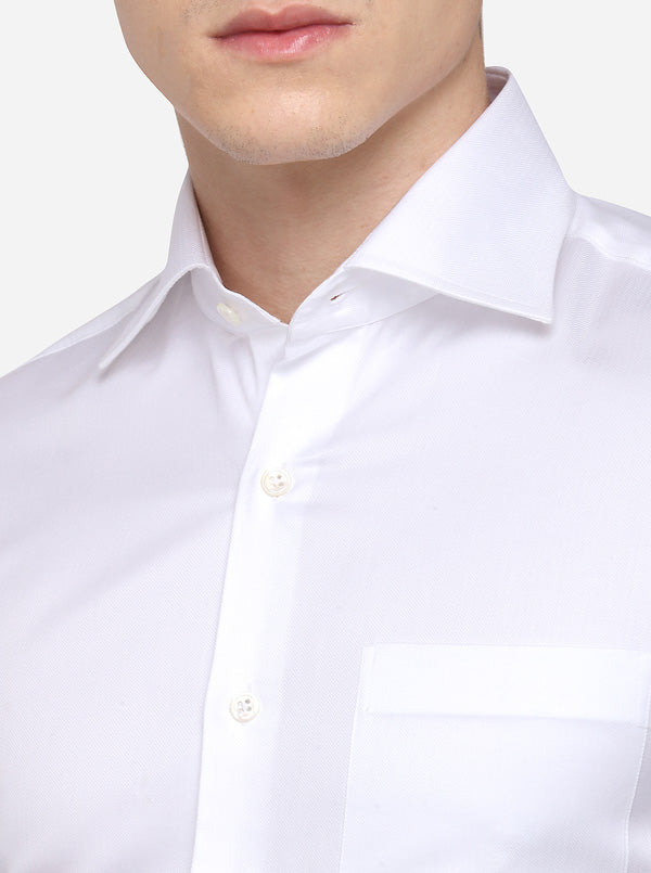 White Self Textured Regular Fit Formal Shirt | JadeBlue