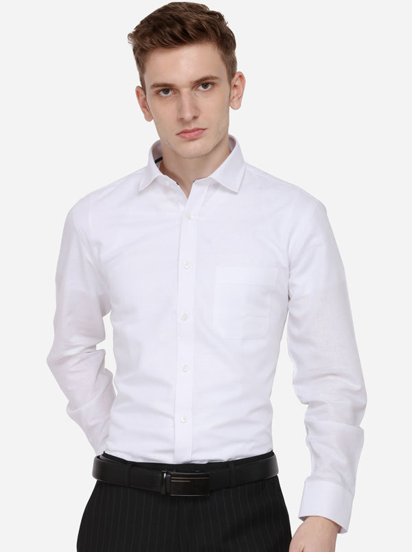 White Solid Regular Fit Formal Shirt | Greenfibre