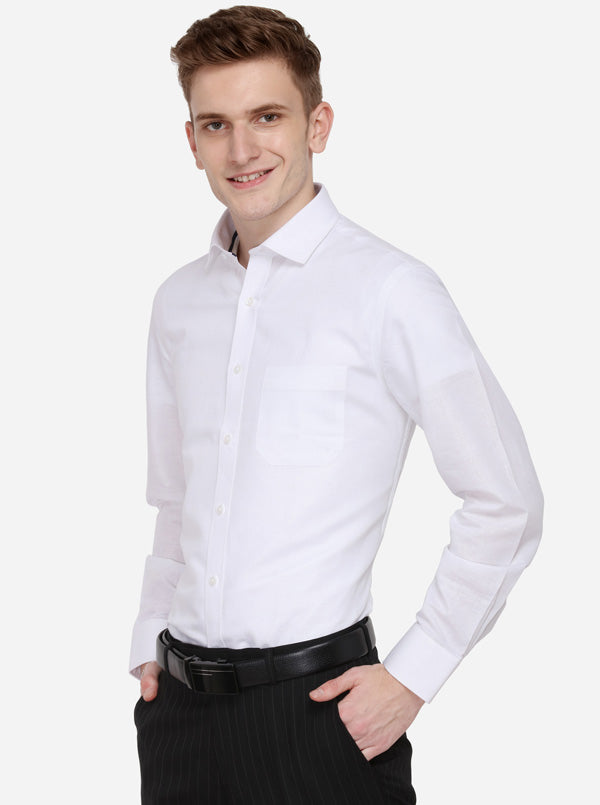 White Solid Regular Fit Formal Shirt | Greenfibre