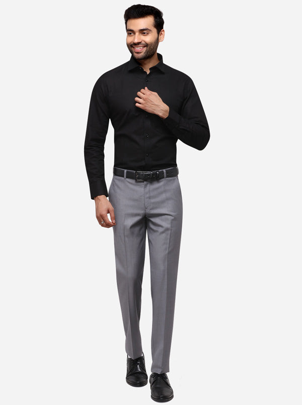 Black Solid Regular Fit Formal Shirt | Greenfibre