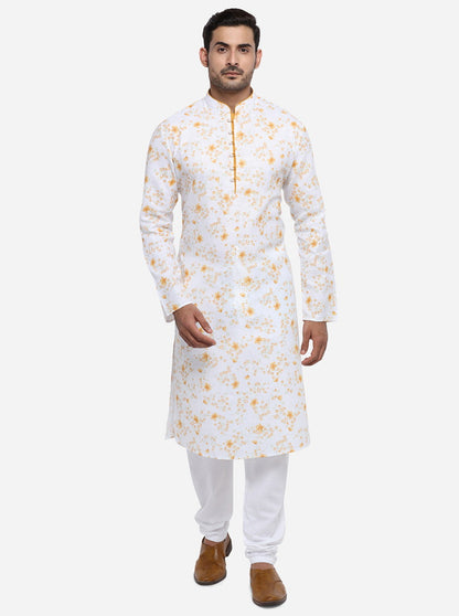 Off-White & Orange Kurta Set | Azania