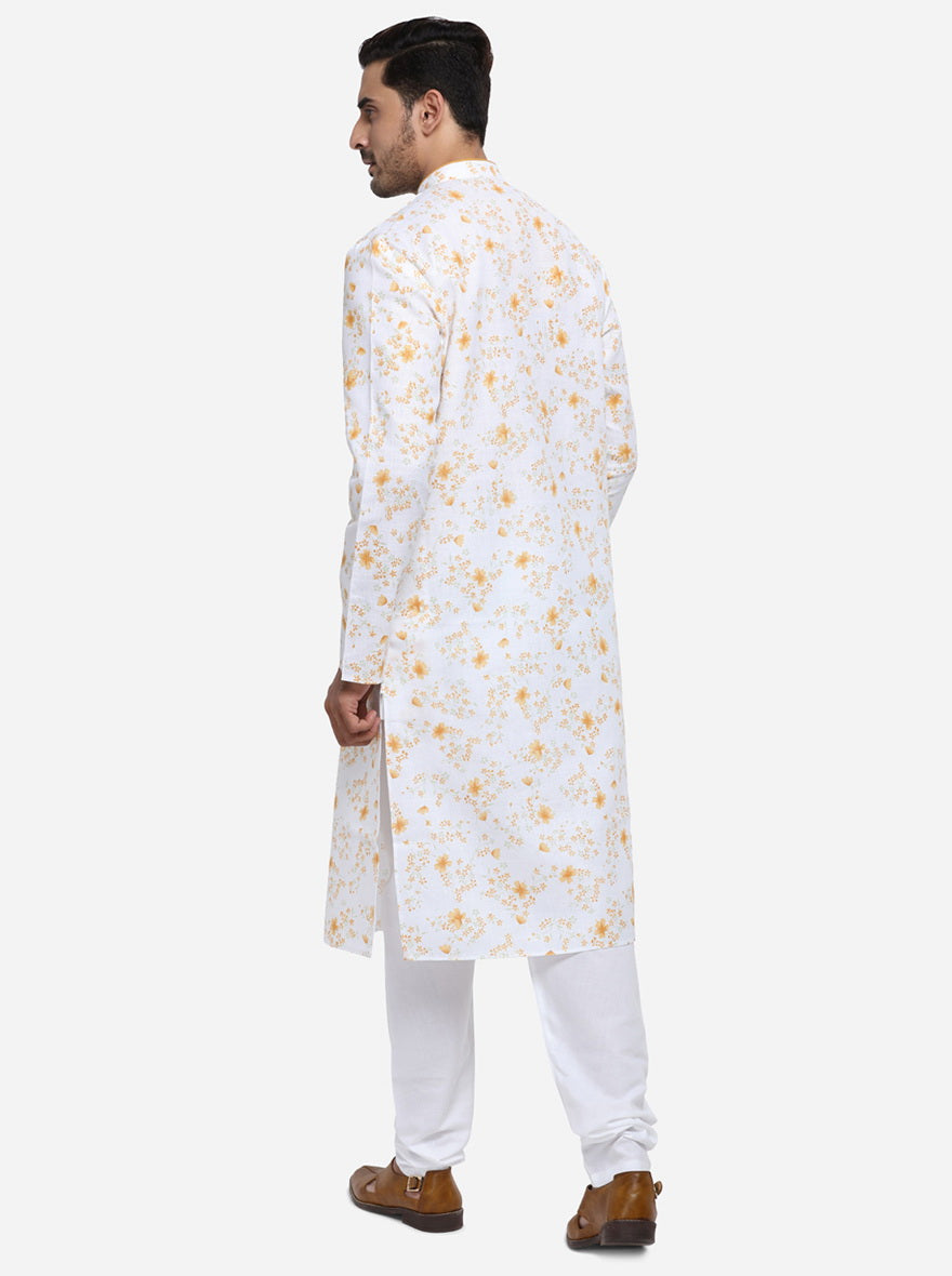 Off-White & Orange Kurta Set | Azania