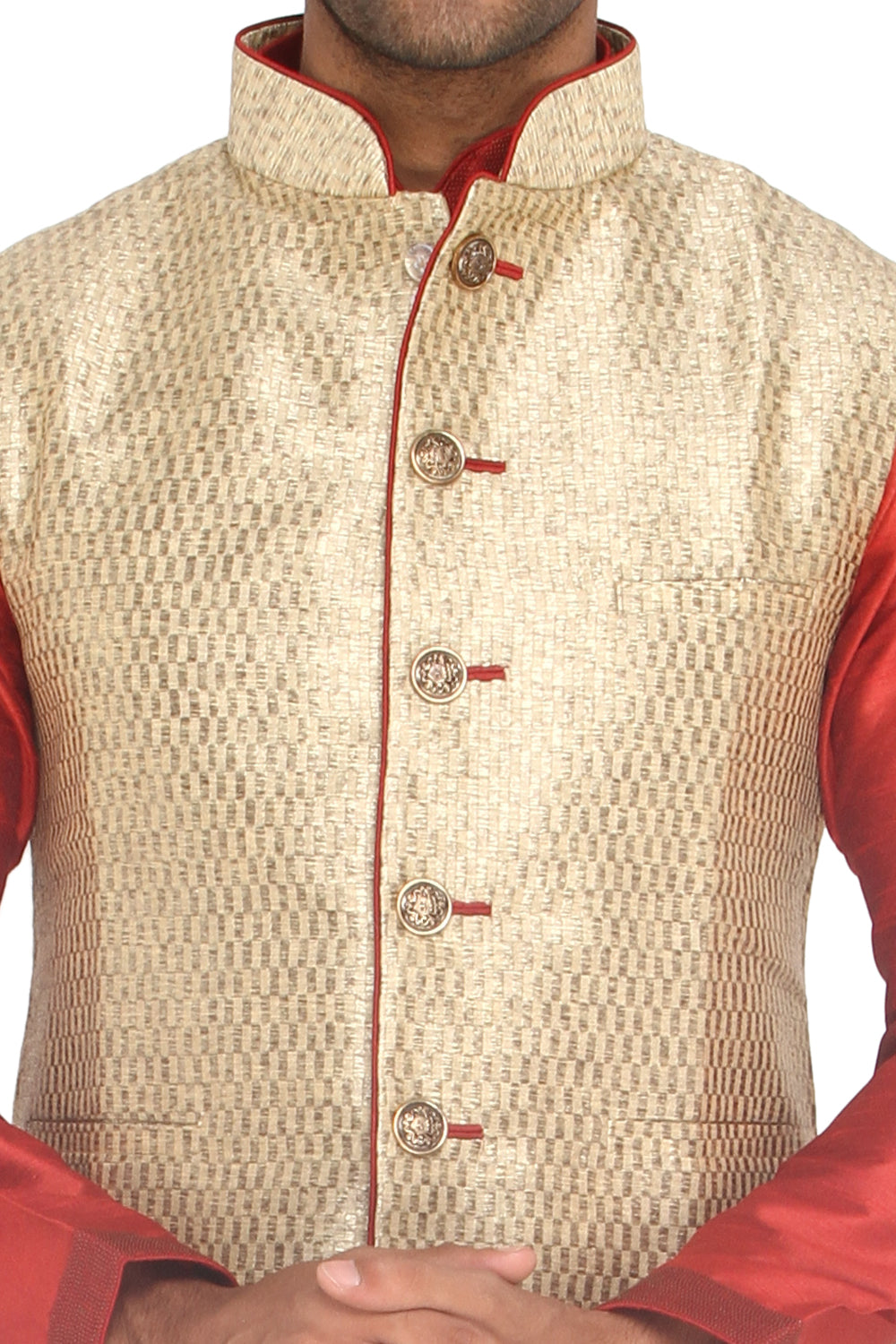 Maroon Kurta Set with Golden Koti