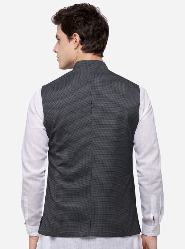 Grey Regular Fit Self Textured Modi Jacket | JadeBlue