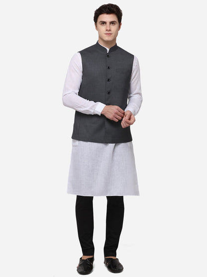 Grey Regular Fit Self Textured Modi Jacket | JadeBlue