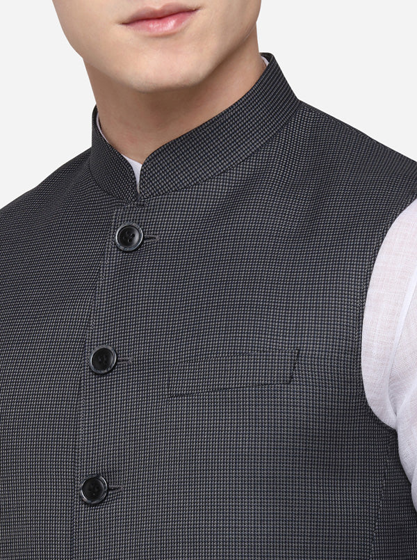 Grey Regular Fit Self Textured Modi Jacket | JadeBlue
