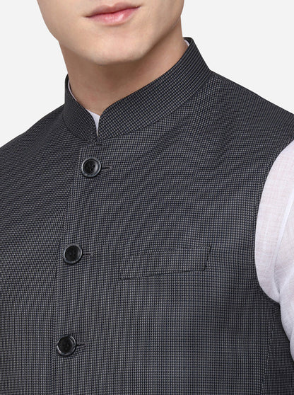 Grey Regular Fit Self Textured Modi Jacket | JadeBlue