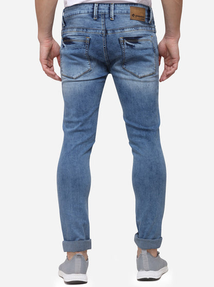 Light Blue Narrow Fit Solid Jeans | Greenfibre