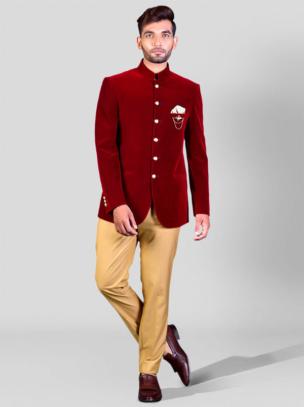 Maroon Jodhpuri Suit | JadeBlue