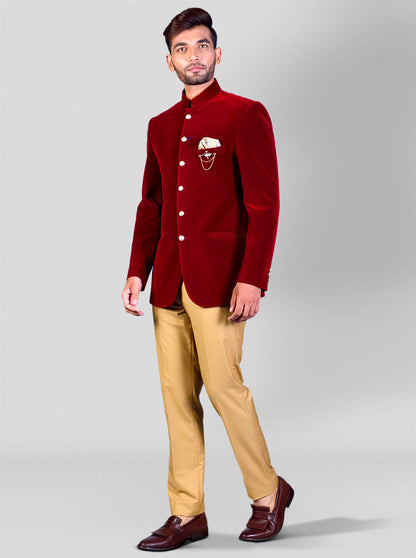 Maroon Jodhpuri Suit | JadeBlue