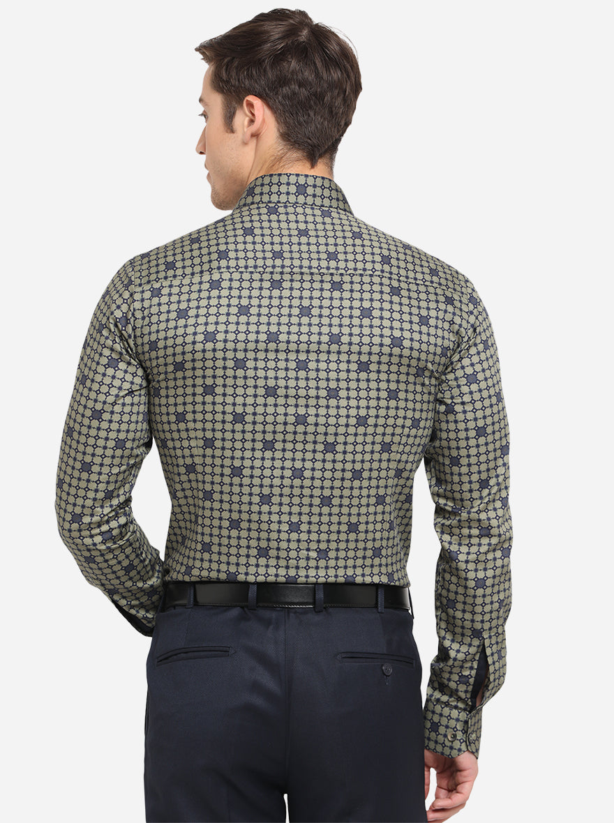 Green Printed Slim Fit Party Wear Shirt | Wyre