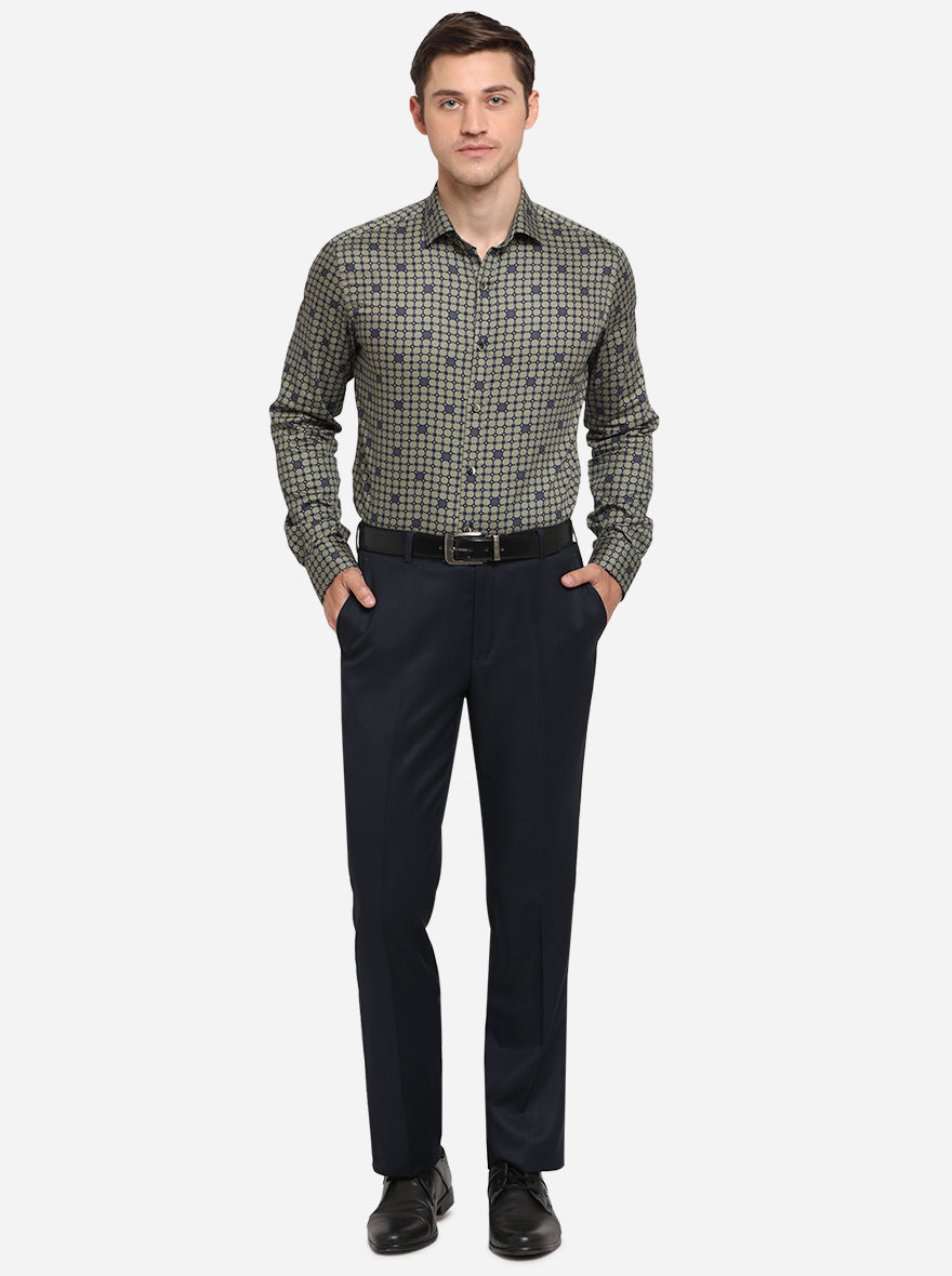 Green Printed Slim Fit Party Wear Shirt | Wyre