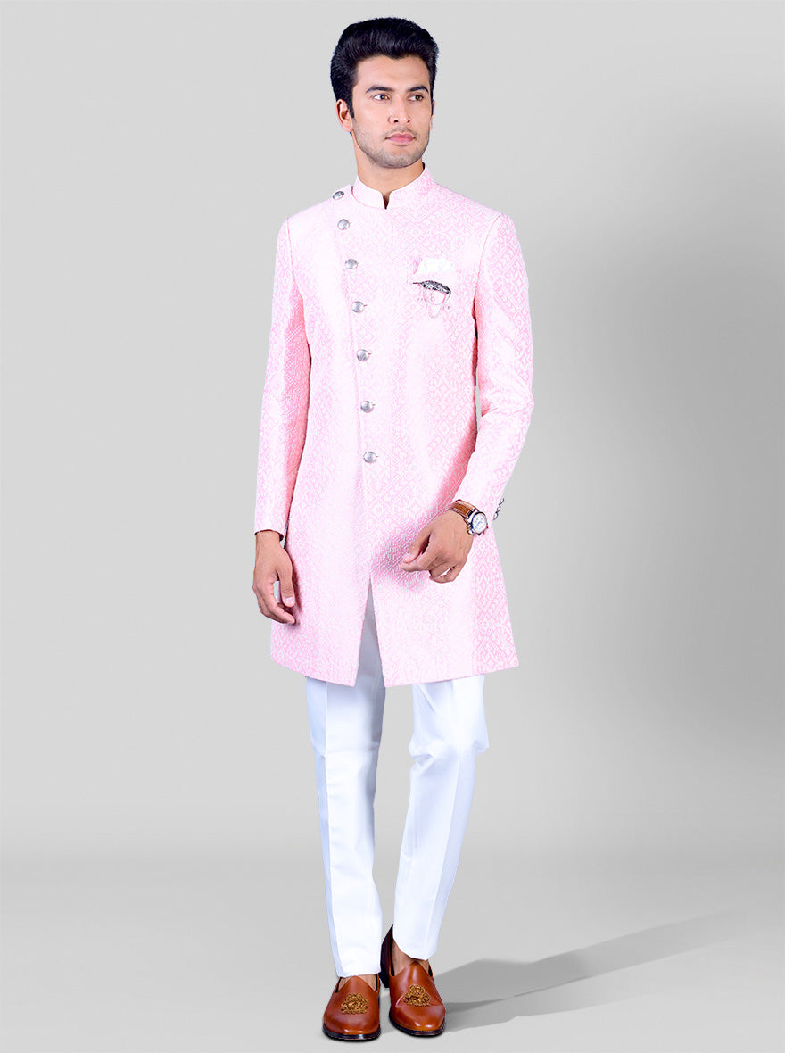 Light Pink & White Indowestern | Azania