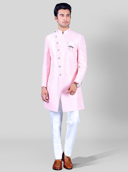 Light Pink & White Indowestern | Azania