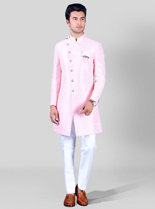Light Pink & White Indowestern | Azania