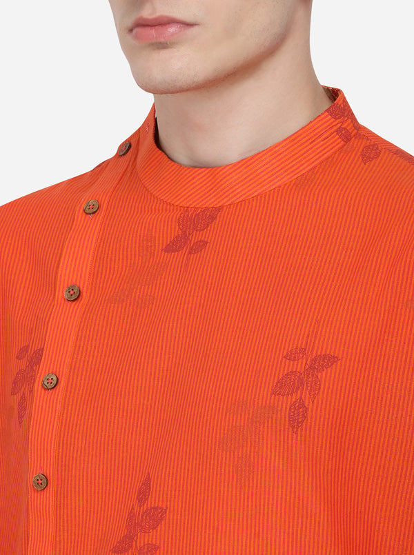 Orange Printed Regular Fit Kurta | Azania