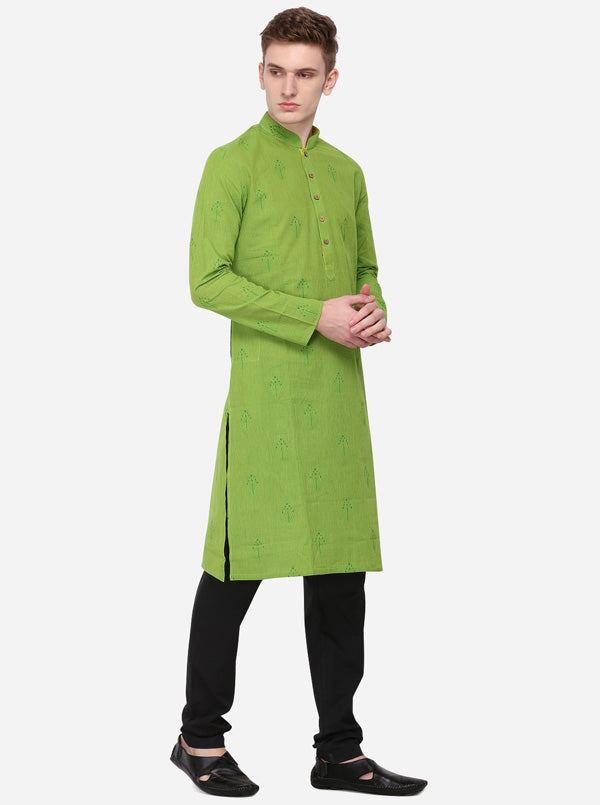 Green Printed Regular Fit Kurta | Azania