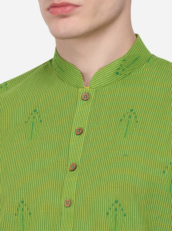 Green Printed Regular Fit Kurta | Azania