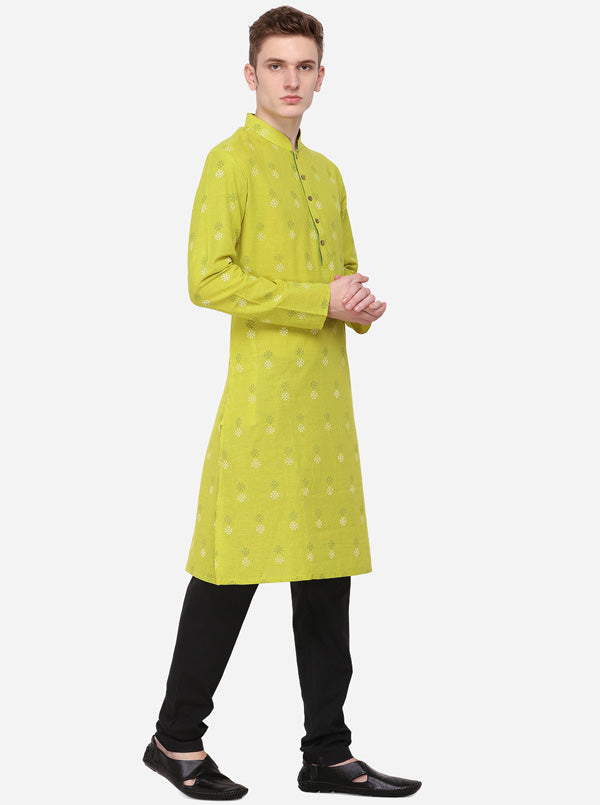 Yellow Printed Regular Fit Kurta | Azania