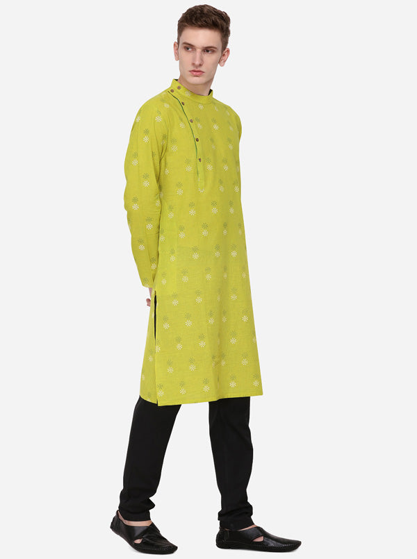 Yellow Printed Regular Fit Kurta | Azania