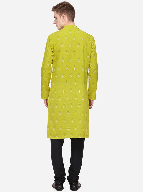 Yellow Printed Regular Fit Kurta | Azania