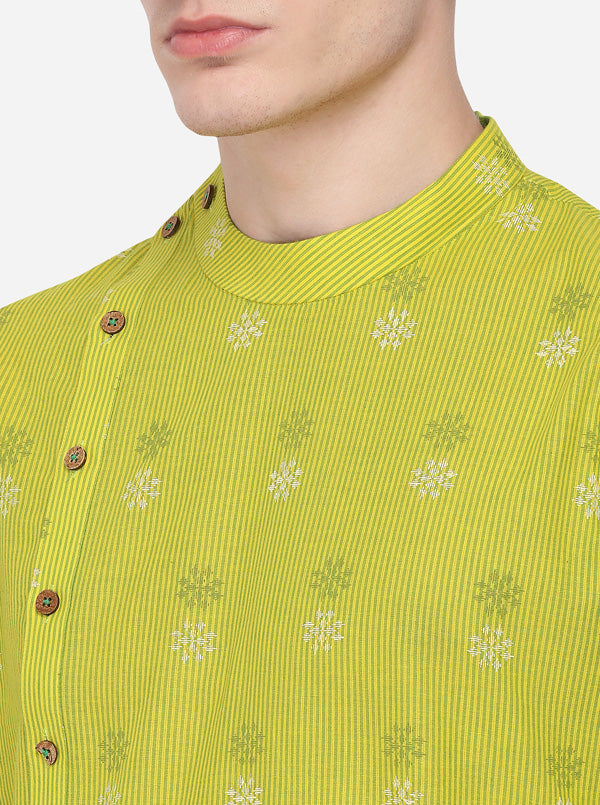 Yellow Printed Regular Fit Kurta | Azania