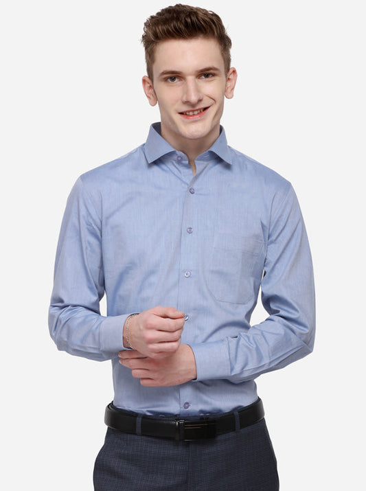 Sky Blue Solid Regular Fit Formal Shirt | Greenfibre