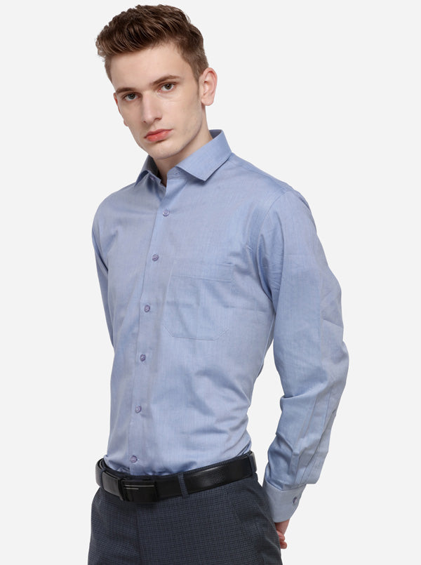 Sky Blue Solid Regular Fit Formal Shirt | Greenfibre