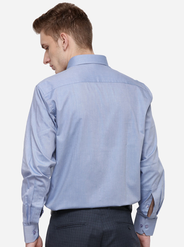 Sky Blue Solid Regular Fit Formal Shirt | Greenfibre