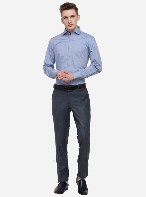 Sky Blue Solid Regular Fit Formal Shirt | Greenfibre