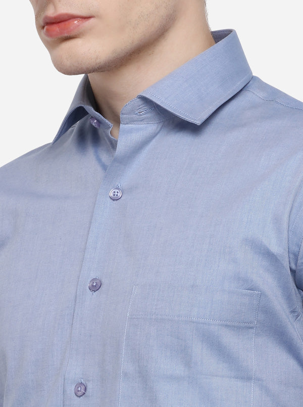 Sky Blue Solid Regular Fit Formal Shirt | Greenfibre