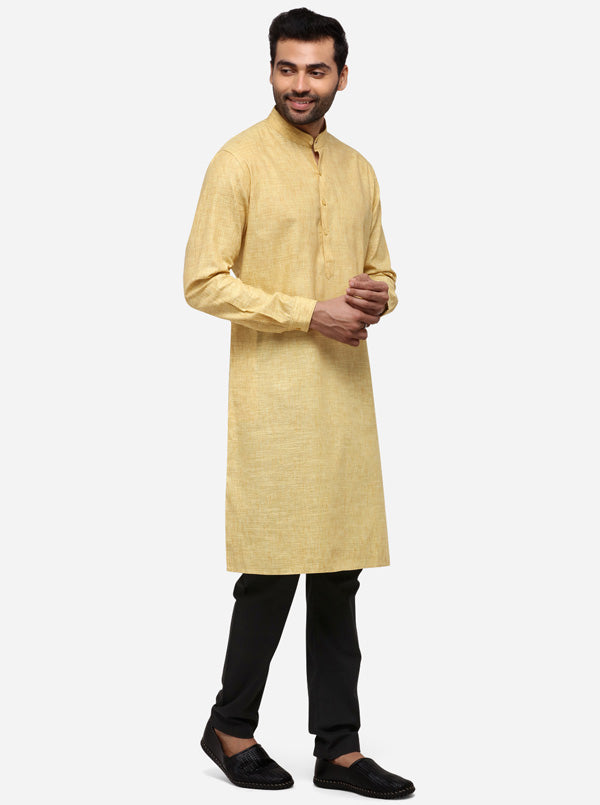 Brown & Beige Solid Regular Fit Modi Kurta | JadeBlue